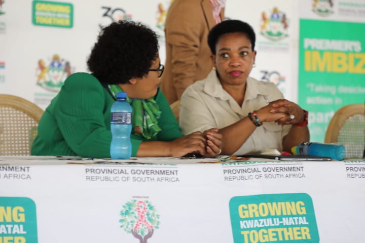 The Premier of KwaZulu-Natal Mama Nomusa Dube Ncube, accompanied by the MEC of the Department of Agriculture and Rural Development Supa Zuma, Director General Nonhlanhla Mkhize and the Heads of various developments